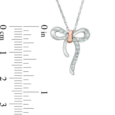 Aquamarine Bow Necklace in Sterling Silver and 10K Rose Gold