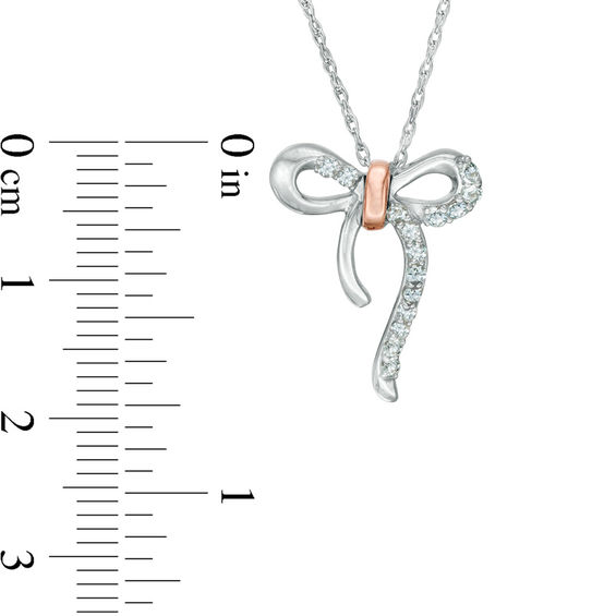 Aquamarine Bow Necklace in Sterling Silver and 10K Rose Gold