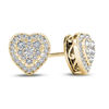 Thumbnail Image 0 of 0.30 CT. T.W. Multi-Diamond Vintage-Style Heart Stud Earrings in 10K Gold