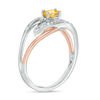 Thumbnail Image 1 of Oval Citrine and Diamond Accent Split Shank Ring in Sterling Silver and 10K Rose Gold