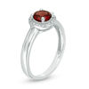 Thumbnail Image 1 of 5.7mm Garnet and Diamond Accent Frame Split Shank Ring in Sterling Silver