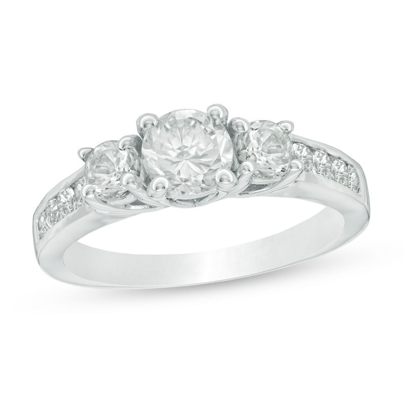 Lab-Created White Sapphire Three Stone Ring in Sterling Silver|Peoples Jewellers