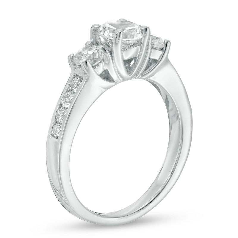 Lab-Created White Sapphire Three Stone Ring in Sterling Silver|Peoples Jewellers