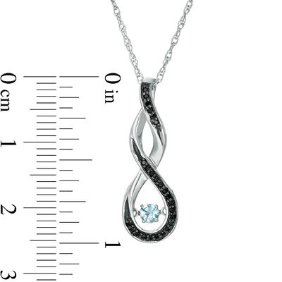 Unstoppable Love™ Aquamarine and Black Diamond Accent Cascading Infinity Pendant in Sterling Silver