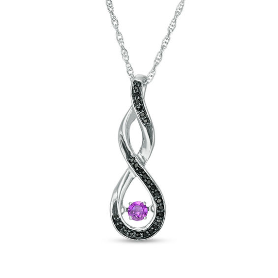 Unstoppable Love™ Amethyst and Black Diamond Accent Cascading Infinity Pendant in Sterling Silver