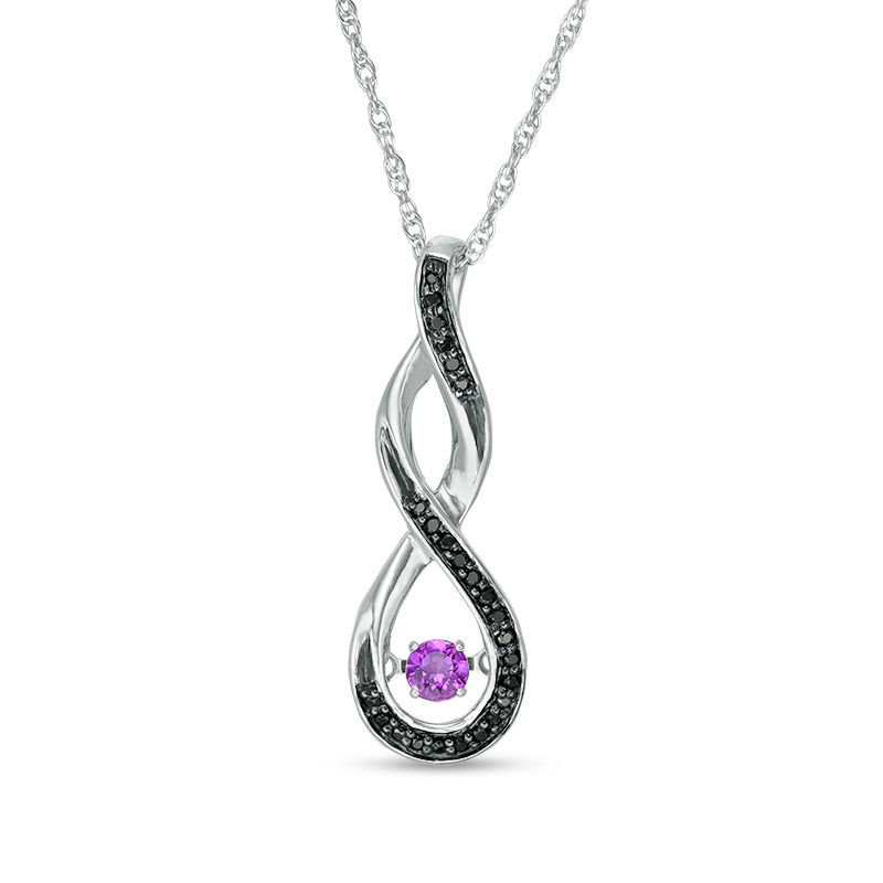 Unstoppable Love™ Amethyst and Black Diamond Accent Cascading Infinity Pendant in Sterling Silver|Peoples Jewellers