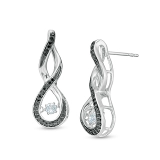 Unstoppable Love™ Aquamarine and 0.15 CT. T.W. Black Diamond Infinity Drop Earrings in Sterling Silver