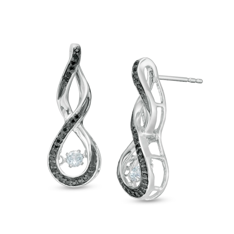 Unstoppable Love™ Aquamarine and 0.15 CT. T.W. Black Diamond Infinity Drop Earrings in Sterling Silver|Peoples Jewellers