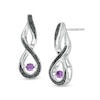 Unstoppable Love™ Amethyst and 0.15 CT. T.W. Black Diamond Infinity Drop Earrings in Sterling Silver