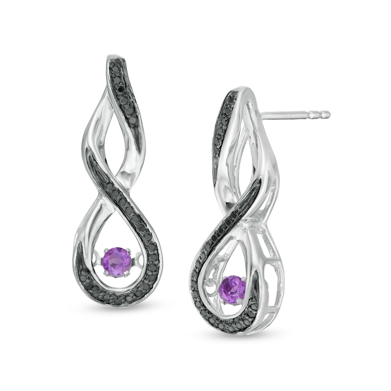 Unstoppable Love™ Amethyst and 0.15 CT. T.W. Black Diamond Infinity Drop Earrings in Sterling Silver|Peoples Jewellers