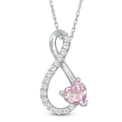 Heart-Shaped Lab-Created Pink and White Sapphire Infinity Pendant in Sterling Silver