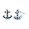 Lab-Created Blue Sapphire Anchor Stud Earrings in Sterling Silver