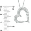 Lab-Created White Sapphire and 0.09 CT. T.W. Diamond Tilted Heart Pendant in Sterling Silver