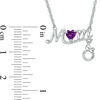 3.8mm Heart-Shaped Amethyst "MOM" Necklace in Sterling Silver