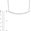 Thumbnail Image 2 of Lab-Created White Sapphire Curved Bar Necklace in 10K White Gold