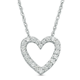 Lab-Created White Sapphire Heart Pendant in Sterling Silver