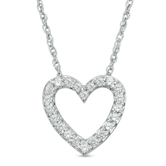 Lab-Created White Sapphire Heart Pendant in Sterling Silver