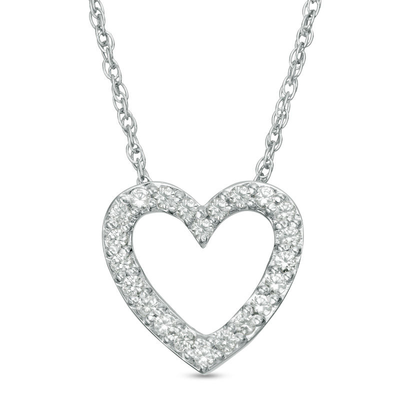 Lab-Created White Sapphire Heart Pendant in Sterling Silver|Peoples Jewellers