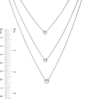 Lab-Created White Sapphire Triple Strand Necklace in Sterling Silver