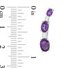 Thumbnail Image 2 of Oval Amethyst Three Stone Curved Crawler Earrings in Sterling Silver