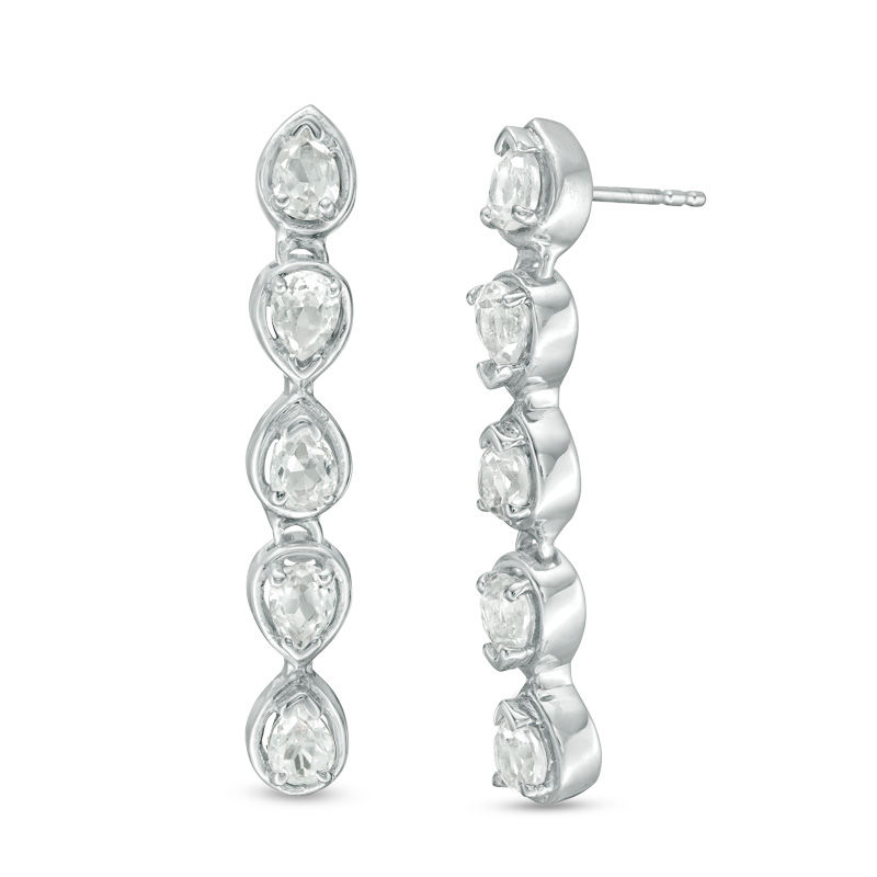 Pear-Shaped Lab-Created White Sapphire Crawler Earrings in Sterling Silver|Peoples Jewellers