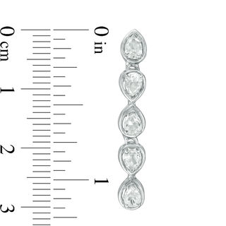 Pear-Shaped Lab-Created White Sapphire Crawler Earrings in Sterling Silver