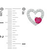 Thumbnail Image 1 of 5.0mm Lab-Created Ruby and White Sapphire Heart Stud Earrings in Sterling Silver