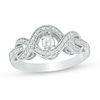 Thumbnail Image 0 of Unstoppable Love™ Lab-Created White Sapphire and 0.18 CT. T.W. Diamond Open Braid Ring in Sterling Silver