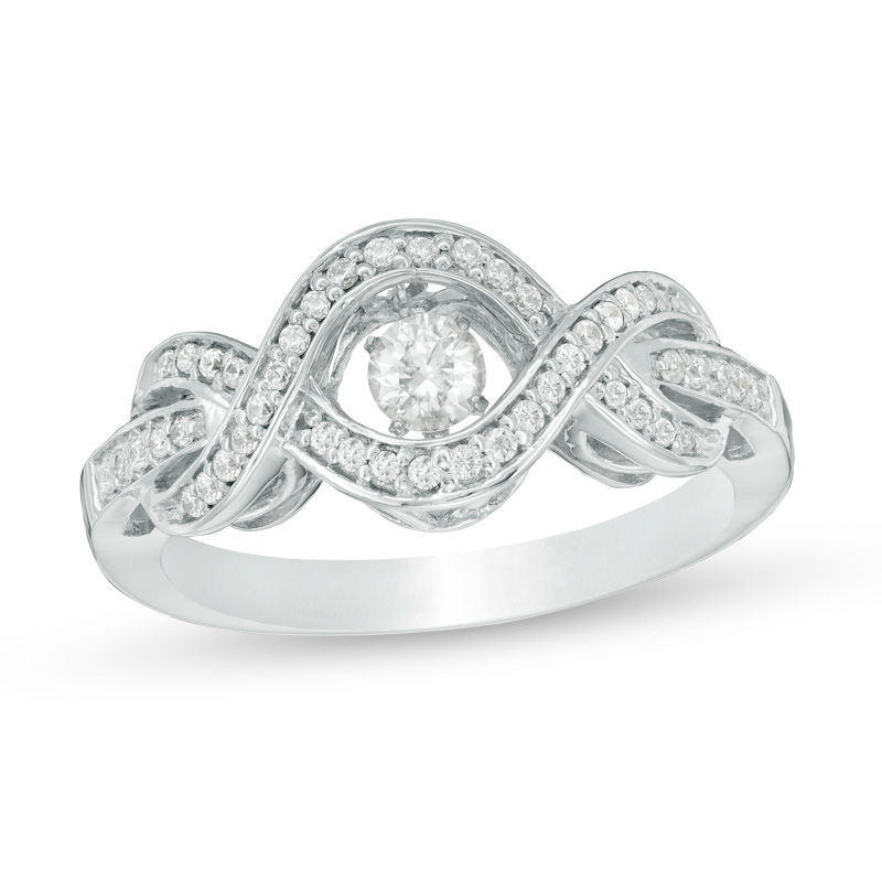 Unstoppable Love™ Lab-Created White Sapphire and 0.18 CT. T.W. Diamond Open Braid Ring in Sterling Silver|Peoples Jewellers
