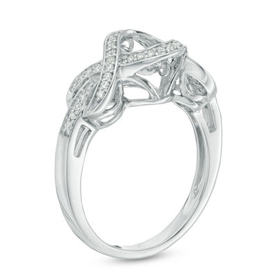 Unstoppable Love™ Lab-Created White Sapphire and 0.18 CT. T.W. Diamond Open Braid Ring in Sterling Silver