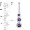 Amethyst and 0.15 CT. T.W. Diamond Frame Three Stone Drop Earrings in Sterling Silver