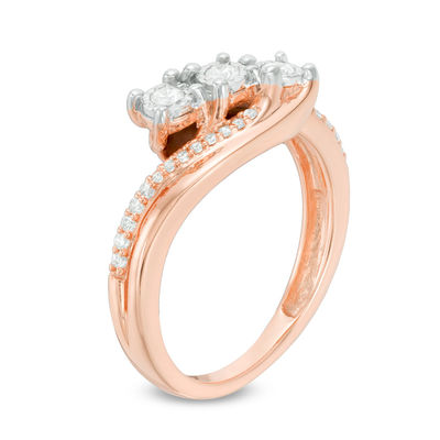 0.25 CT. T.W. Diamond Past Present Future® Bypass Engagement Ring in 10K Rose Gold