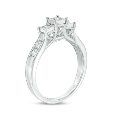 CT. T.W. Princess-Cut Diamond Past Present Future® Engagement Ring in 10K Gold