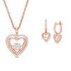 Unstoppable Love™ 0.53 CT. T.W. Diamond Heart Pendant and Drop Earrings Set in 10K Rose Gold