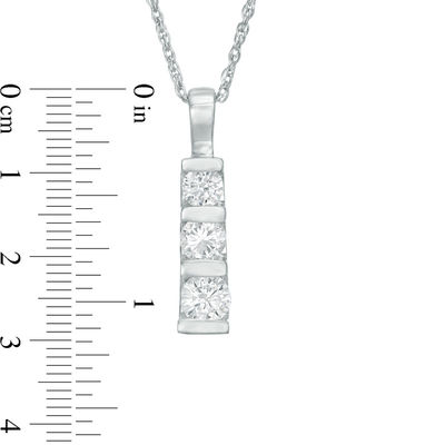 0.45 CT. T.W. Diamond Three Stone Linear Drop Pendant in 10K Gold