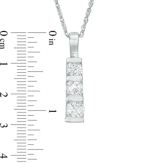 0.45 CT. T.W. Diamond Three Stone Linear Drop Pendant in 10K Gold