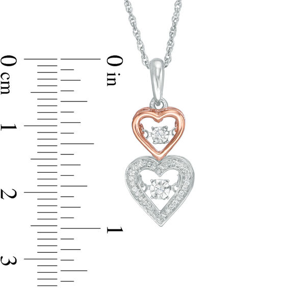 Unstoppable Love™ Diamond Accent Double Heart Pendant in Sterling Silver and 10K Rose Gold