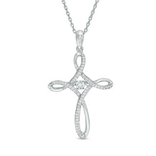 Unstoppable Love™ 0.18 CT. T.W. Diamond Loop Cross Pendant in Sterling Silver