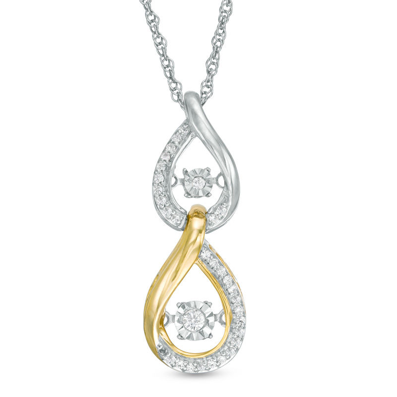 Unstoppable Love™ 0.15 CT. T.W. Diamond Double Teardrop Pendant in 10K Two-Tone Gold|Peoples Jewellers