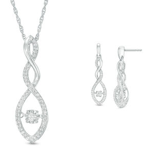 Unstoppable Love™ 0.30 CT. T.W. Diamond Marquise Frame Twist Pendant and Drop Earrings Set in Sterling Silver