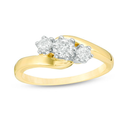 0.45 CT. T.W. Diamond Three Stone Bypass Ring in 10K Gold