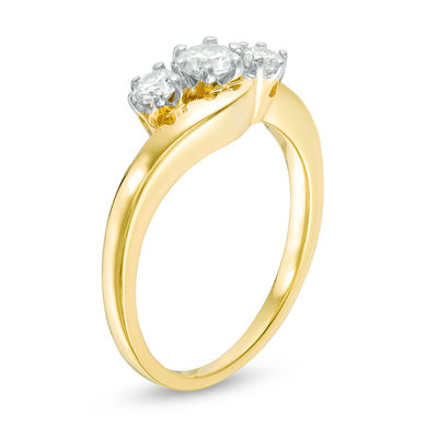 0.45 CT. T.W. Diamond Three Stone Bypass Ring in 10K Gold