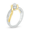 0.45 CT. T.W. Baguette and Round Diamond Three Stone Bypass Ring in 10K Two-Tone Gold