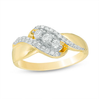 0.30 CT. T.W. Diamond Three Stone Bypass Ring in 10K Gold