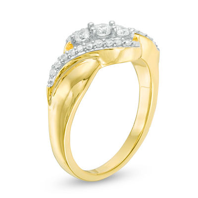 0.30 CT. T.W. Diamond Three Stone Bypass Ring in 10K Gold