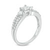 0.70 CT. T.W. Princess-Cut and Round Diamond Three Stone Split Shank Ring in 10K White Gold