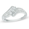 0.30 CT. T.W. Diamond Three Stone Slant Bypass Ring in 10K White Gold