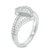 0.45 CT. T.W. Diamond Three Stone Wave Split Shank Ring in 10K White Gold