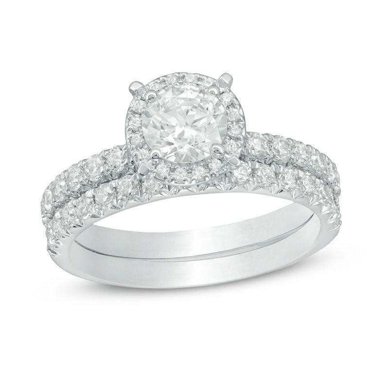 1.50 CT. T.W. Diamond Frame Bridal Set in 14K White Gold