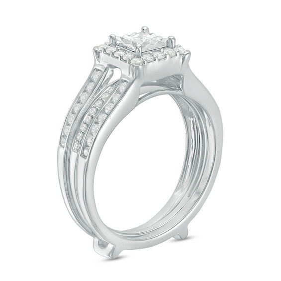 0.75 CT. T.W. Princess-Cut Diamond Frame Bridal Set in 14K White Gold